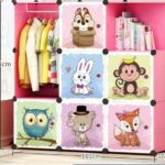 Kids Wardrobe Portable Cube 4x3 12 section 1.47m x 1.11m x 0.37m Large Pink