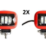 4.7 INCH 2X 30W SQUARE LED WORK LIGHT SPOT BEAM RED 12V-24V