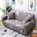 Couch Cover 3 Seater Sofa Couch Cover 190-230cm Grey with white Feather pattern