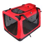 Medium 62cm x 42cm x42cm Red Dog / Pet Travel Cage Collapsible Dog Crate Travel