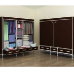 Dark Brown Colour Cloth Wardrobe w/ 5 Clothes Drawer 1.85m w 45 deep 1.72m Tall