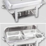 STAINLESS STEEL CHAFING DISH DOUBLE FOOD STEAM PAN